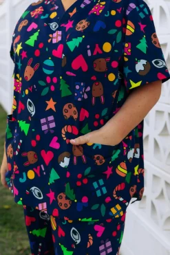 Proud Poppy Clothing Jazz Scrubs Set in Kasey Christmas by Kasey Rainbow Outlet