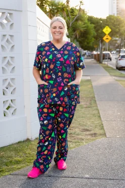 Proud Poppy Clothing Jazz Scrubs Set in Kasey Christmas by Kasey Rainbow Outlet
