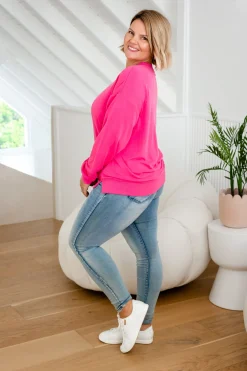 Proud Poppy Clothing Jenny Lounge Modal Blend Sweater in Magenta Clearance