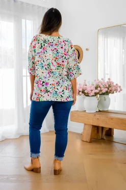 Proud Poppy Clothing Julia Linen Blend Top in Rose Fleur RoseFleur Fashion