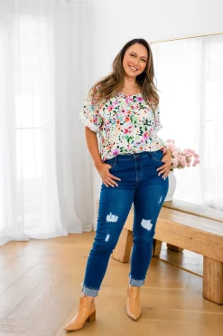 Proud Poppy Clothing Julia Linen Blend Top in Rose Fleur RoseFleur Fashion
