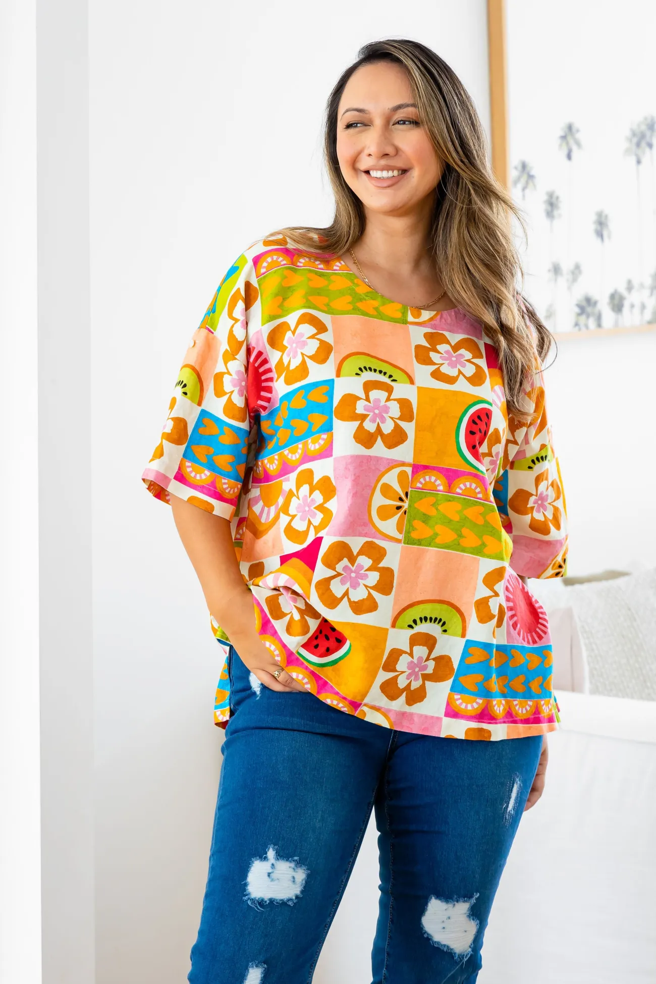 Proud Poppy Clothing Julia Linen Blend Top in Summer Crush SummerCrush Best