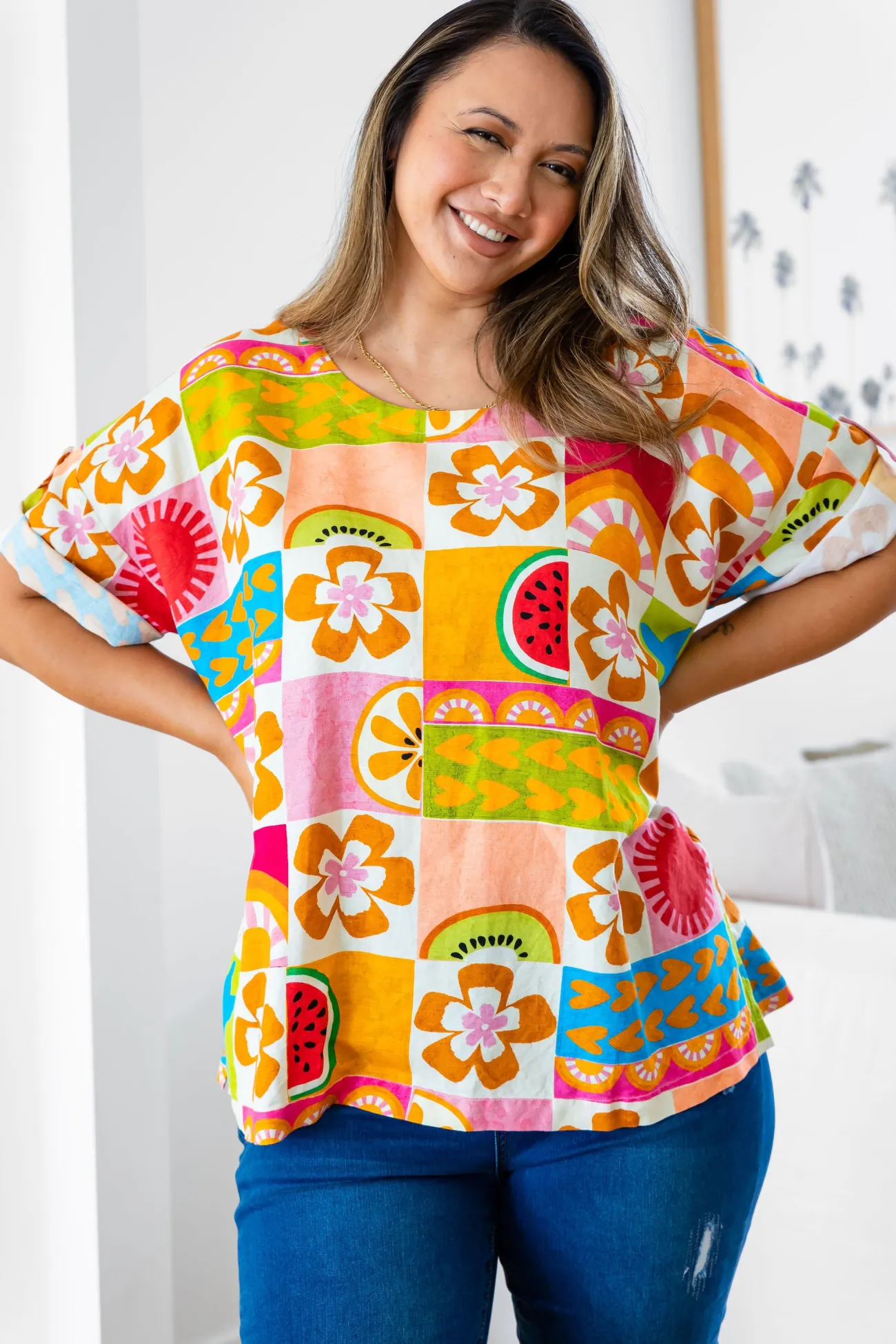 Proud Poppy Clothing Julia Linen Blend Top in Summer Crush SummerCrush Best