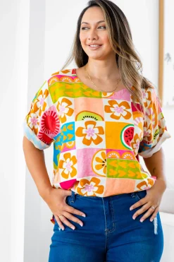 Proud Poppy Clothing Julia Linen Blend Top in Summer Crush SummerCrush Best