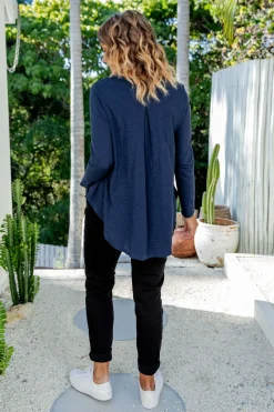 Proud Poppy Clothing Kendall Long Sleeve Basic Top in Navy Fashion