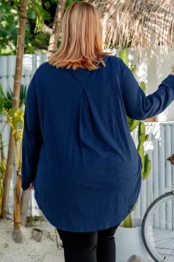 Proud Poppy Clothing Kendall Long Sleeve Basic Top in Navy Fashion