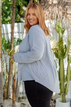 Proud Poppy Clothing Kendall Long Sleeve Basic Top in Silver Fashion