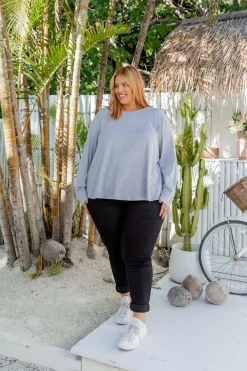 Proud Poppy Clothing Kendall Long Sleeve Basic Top in Silver Fashion