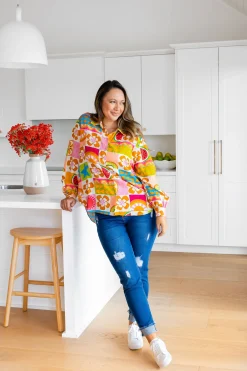 Proud Poppy Clothing Lana Linen Blend Shirt in Summer Crush SummerCrush Clearance