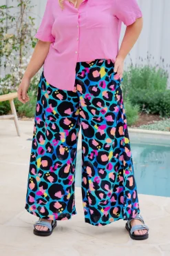 Proud Poppy Clothing Larsa Pants in Kasey Leopard by Kasey Rainbow New