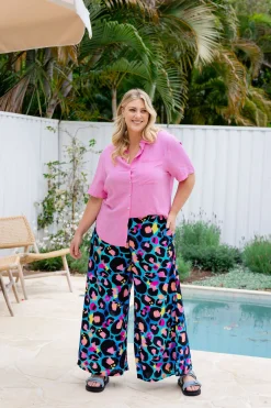 Proud Poppy Clothing Larsa Pants in Kasey Leopard by Kasey Rainbow New