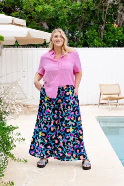 Proud Poppy Clothing Larsa Pants in Kasey Leopard by Kasey Rainbow New