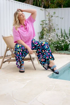 Proud Poppy Clothing Larsa Pants in Kasey Leopard by Kasey Rainbow New