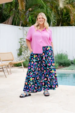 Proud Poppy Clothing Larsa Pants in Kasey Leopard by Kasey Rainbow New