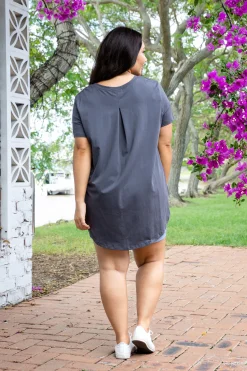 Proud Poppy Clothing Macey Hi-Low T-Shirt in Charcoal Clearance