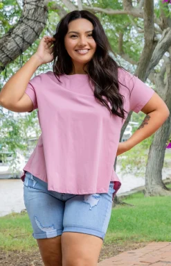 Proud Poppy Clothing Macey Hi-Low T-Shirt in Mauve Clearance