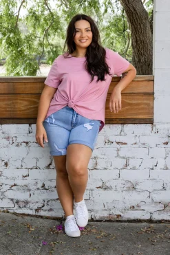 Proud Poppy Clothing Macey Hi-Low T-Shirt in Mauve Clearance