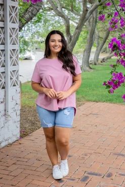 Proud Poppy Clothing Macey Hi-Low T-Shirt in Mauve Clearance