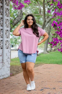 Proud Poppy Clothing Macey Hi-Low T-Shirt in Mauve Clearance
