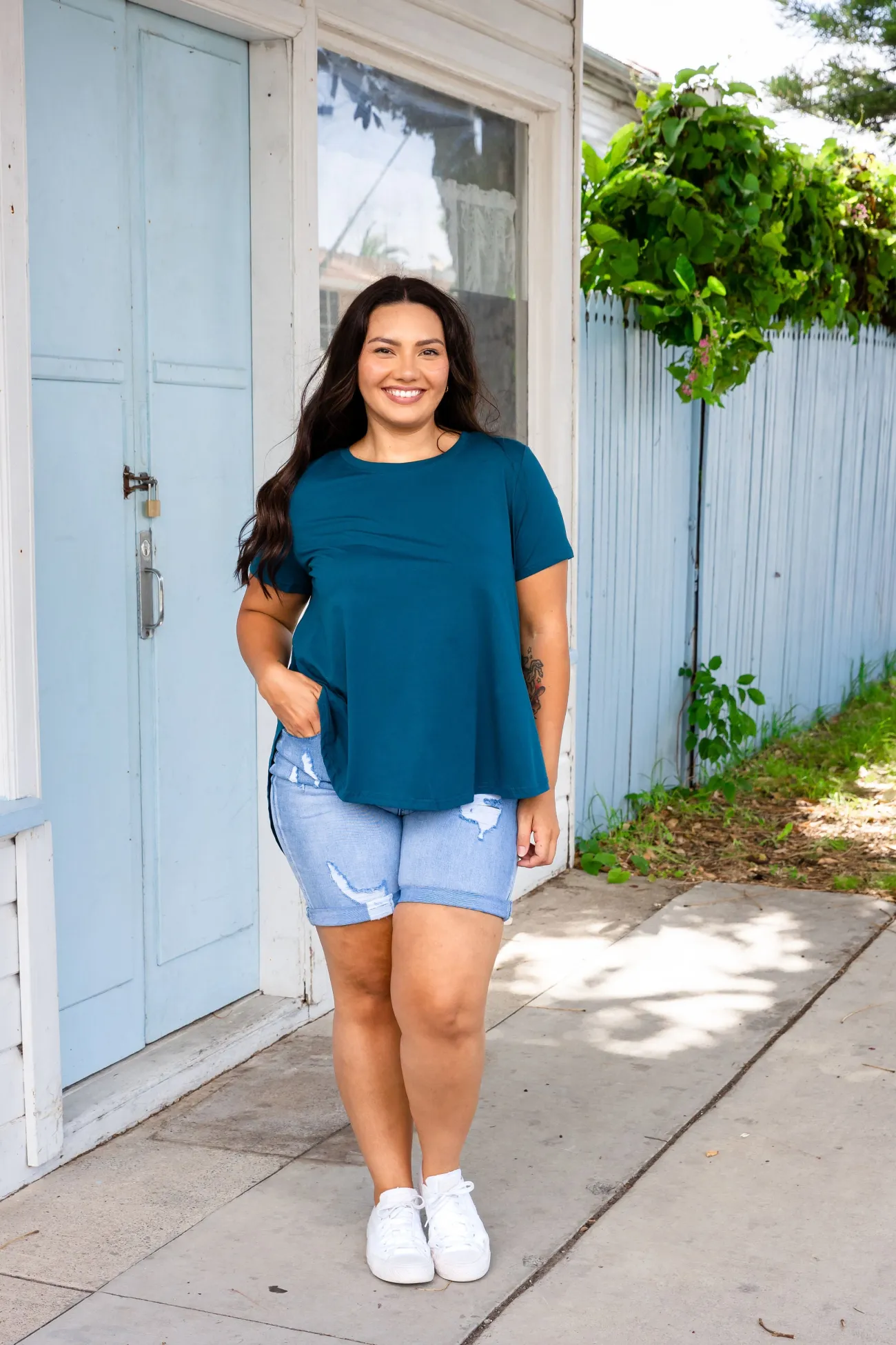 Proud Poppy Clothing Macey Hi-Low T-Shirt in Teal Online