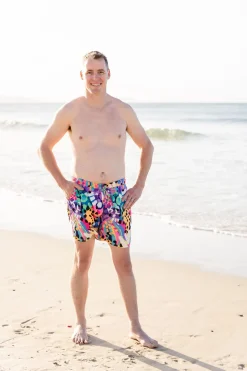 Proud Poppy Clothing Mens Coogie Board Shorts in Kasey Swim by Kasey Rainbow Clearance