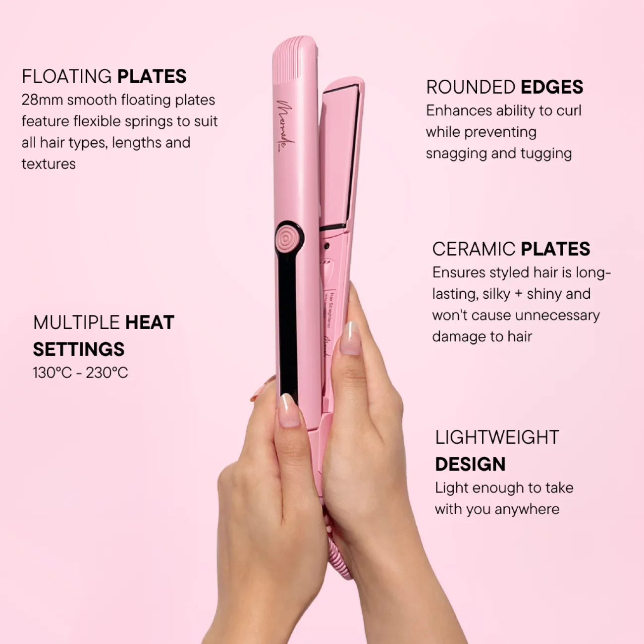 Proud Poppy Clothing Mermade Hair Straightener 28mm Pink Fashion