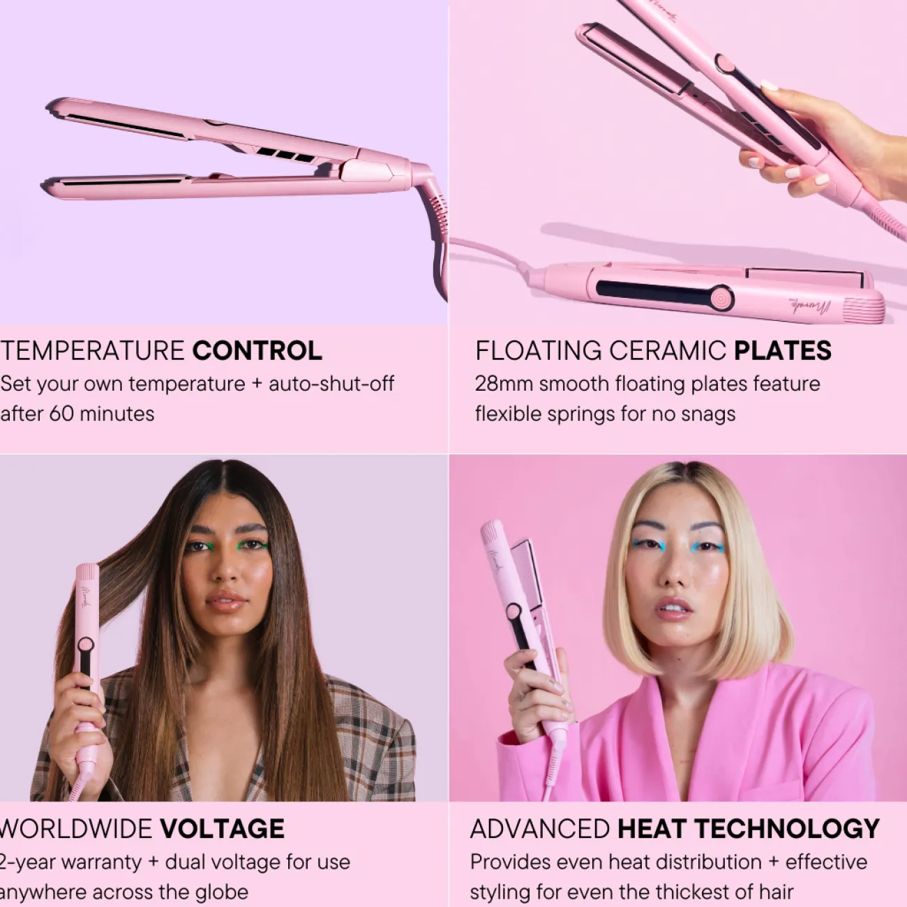 Proud Poppy Clothing Mermade Hair Straightener 28mm Pink Fashion
