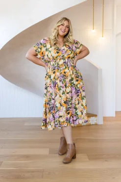 Proud Poppy Clothing Millie Linen Blend Midi Dress in Mirage Hot