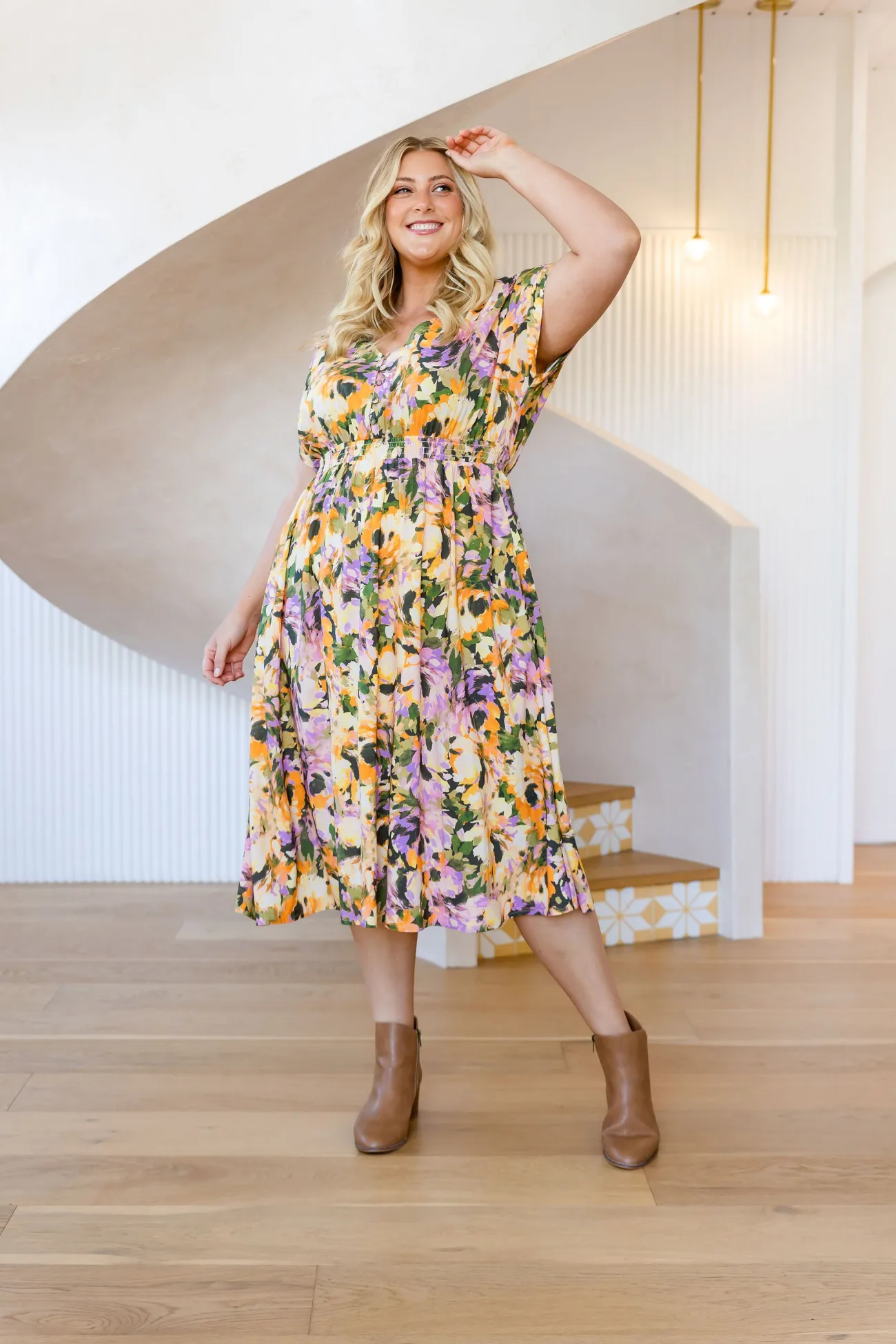 Proud Poppy Clothing Millie Linen Blend Midi Dress in Mirage Hot