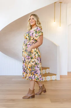 Proud Poppy Clothing Millie Linen Blend Midi Dress in Mirage Hot