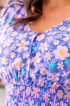 Proud Poppy Clothing Millie Midi Dress in Lilac Daisies LilacDaisies Discount