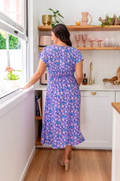 Proud Poppy Clothing Millie Midi Dress in Lilac Daisies LilacDaisies Discount