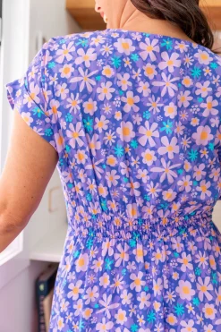 Proud Poppy Clothing Millie Midi Dress in Lilac Daisies LilacDaisies Discount