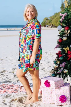 Proud Poppy Clothing Mistletoe Shirt & Shorts Pyjama Set in Christmas Checkers by Kasey Rainbow Outlet
