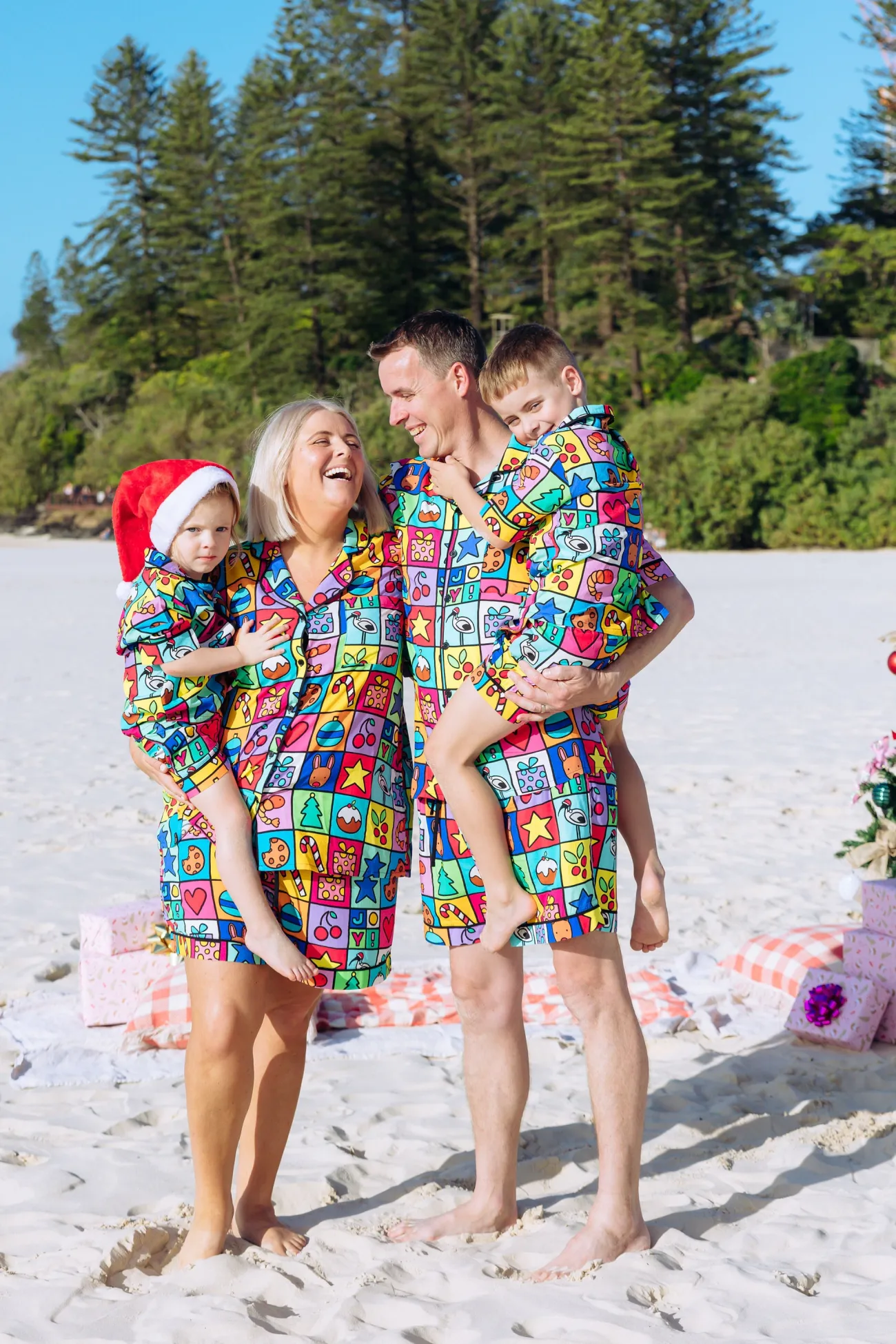 Proud Poppy Clothing Mistletoe Shirt & Shorts Pyjama Set in Christmas Checkers by Kasey Rainbow Outlet
