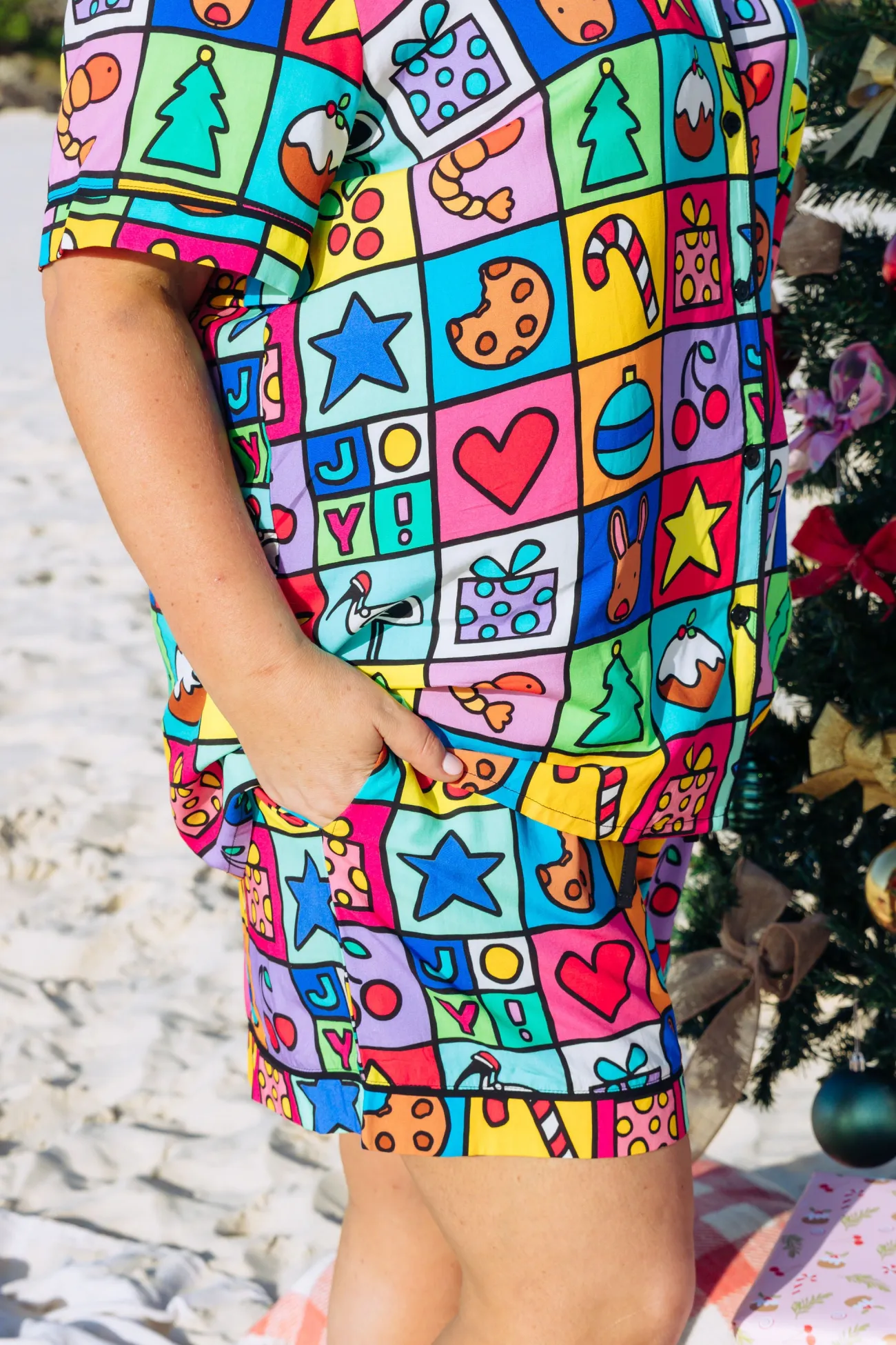 Proud Poppy Clothing Mistletoe Shirt & Shorts Pyjama Set in Christmas Checkers by Kasey Rainbow Outlet