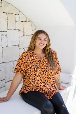 Proud Poppy Clothing Natalie Frill Top in Brown Fleck BrownFleck Clearance