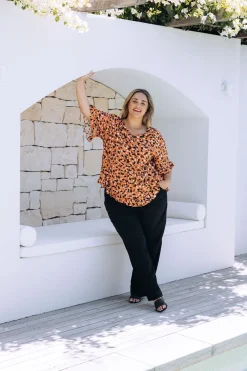 Proud Poppy Clothing Natalie Frill Top in Brown Fleck BrownFleck Clearance