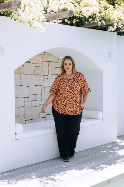 Proud Poppy Clothing Natalie Frill Top in Brown Fleck BrownFleck Clearance
