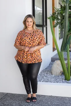 Proud Poppy Clothing Natalie Frill Top in Brown Fleck BrownFleck Clearance