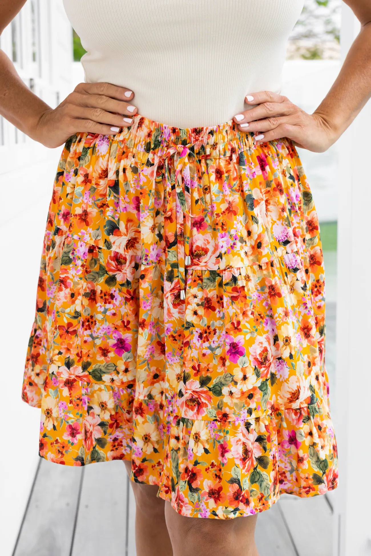 Proud Poppy Clothing Nicole Skirt in Sunshine Floral SunshineFloral Outlet