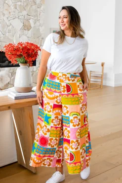 Proud Poppy Clothing Noah Linen Blend Cropped Pants in Summer Crush SummerCrush Discount
