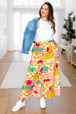Proud Poppy Clothing Noah Linen Blend Cropped Pants in Summer Crush SummerCrush Discount