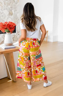Proud Poppy Clothing Noah Linen Blend Cropped Pants in Summer Crush SummerCrush Discount