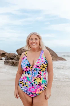 Proud Poppy Clothing Noosa Tie One Piece in Kasey Swim by Kasey Rainbow New