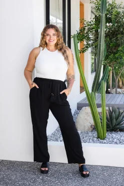 Proud Poppy Clothing Nora Tassel Tie Pants in Black Online