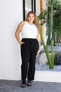 Proud Poppy Clothing Nora Tassel Tie Pants in Black Online