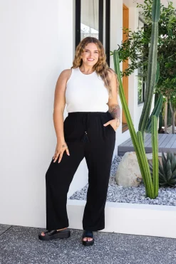 Proud Poppy Clothing Nora Tassel Tie Pants in Black Online