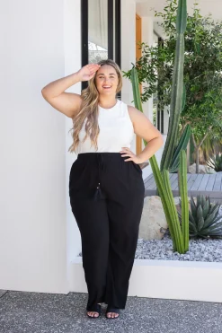 Proud Poppy Clothing Nora Tassel Tie Pants in Black Online