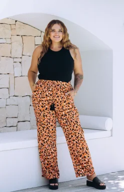 Proud Poppy Clothing Nora Tassel Tie Pants in Brown Fleck BrownFleck Best